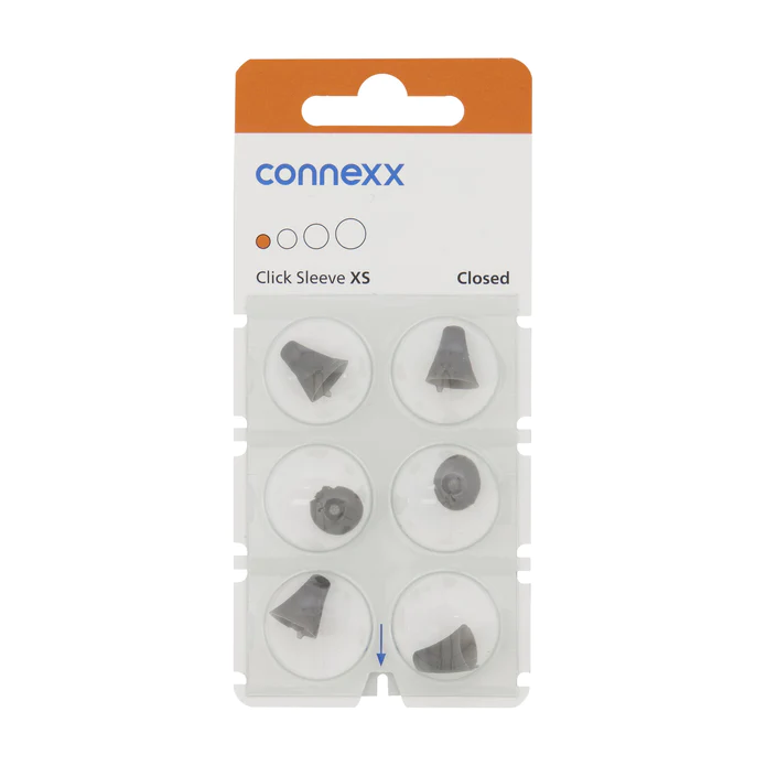 2 Packs Of Connexx XS Closed Click Sleeves. 12 Total. Fits Signia, Silk, Rexton